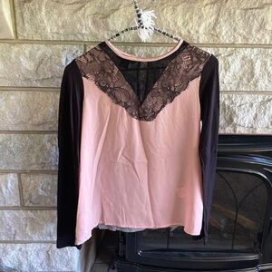 Metaphor colorblock lace long sleeve top size XS